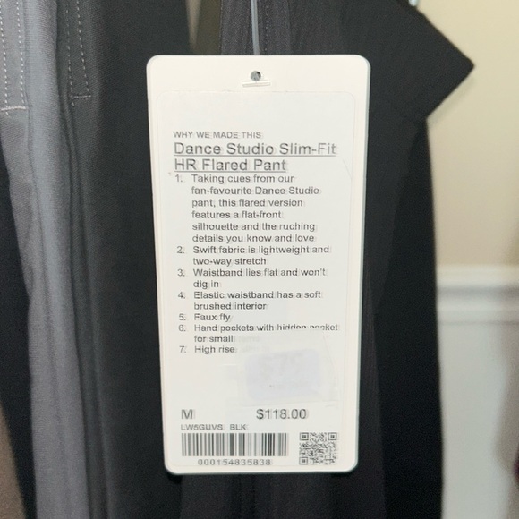 🍋NWT Lululemon Dance Studio Slim-Fit High-Rise Flared Pant- Black/ Size M - Picture 8 of 9
